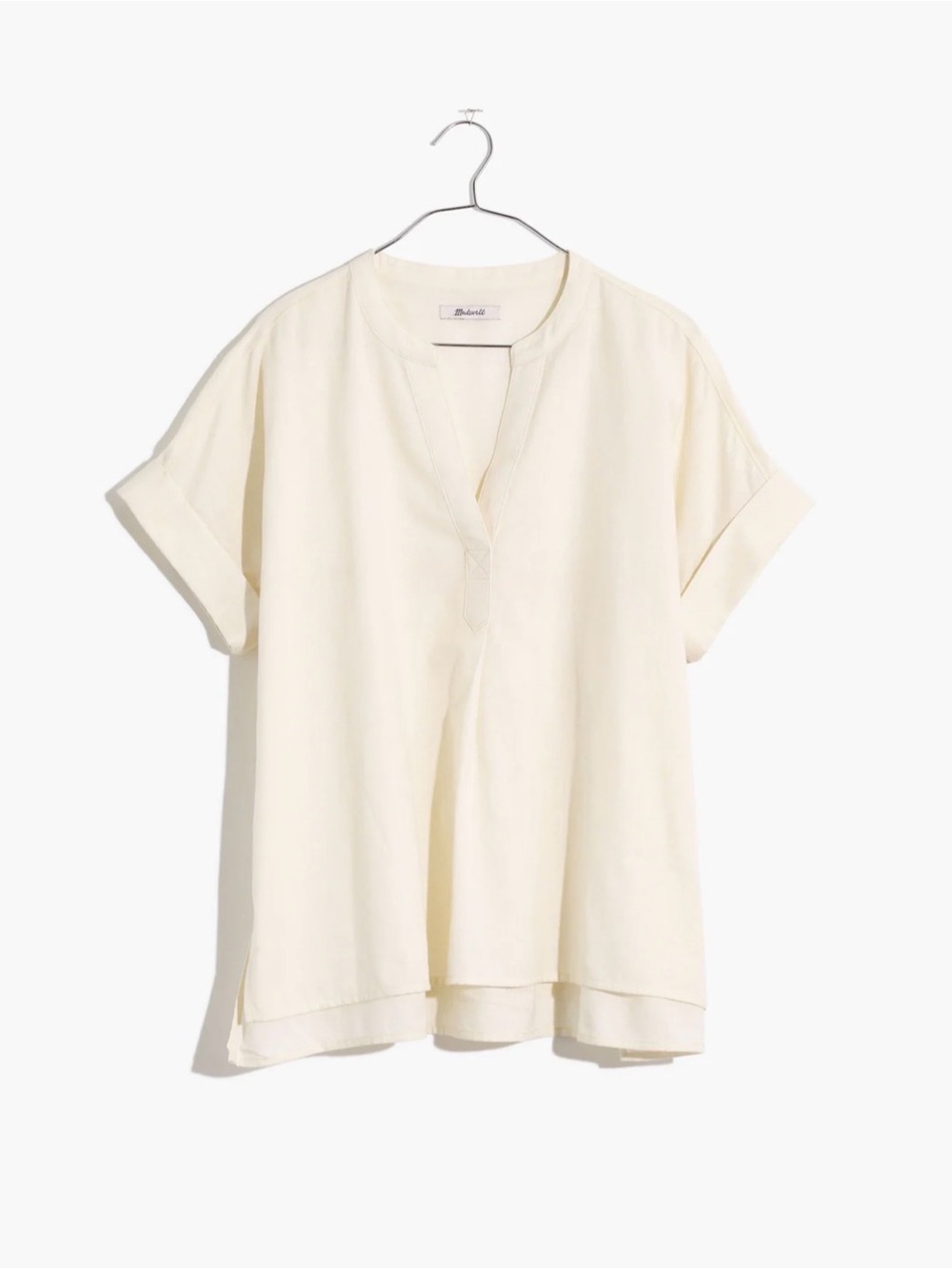 Madewell (Re)sponsible Lakeline Cotton Popover Shirt Size XL in Oatmeal